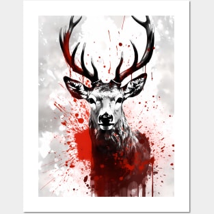 Red Deer Ink Painting Posters and Art